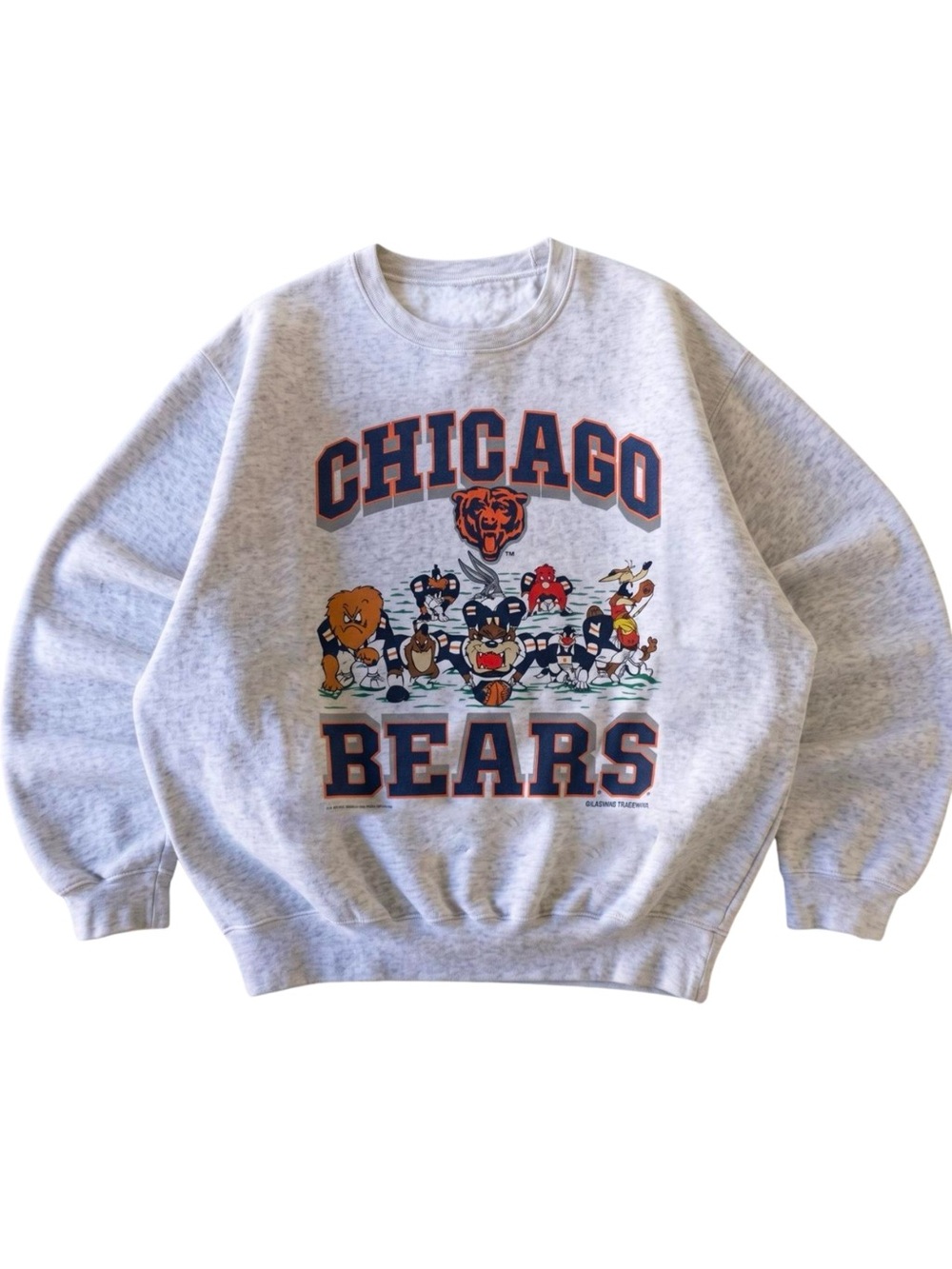 Nostalgic Chicago Bears Cartoon Football Grey Crewneck Sweatshirt